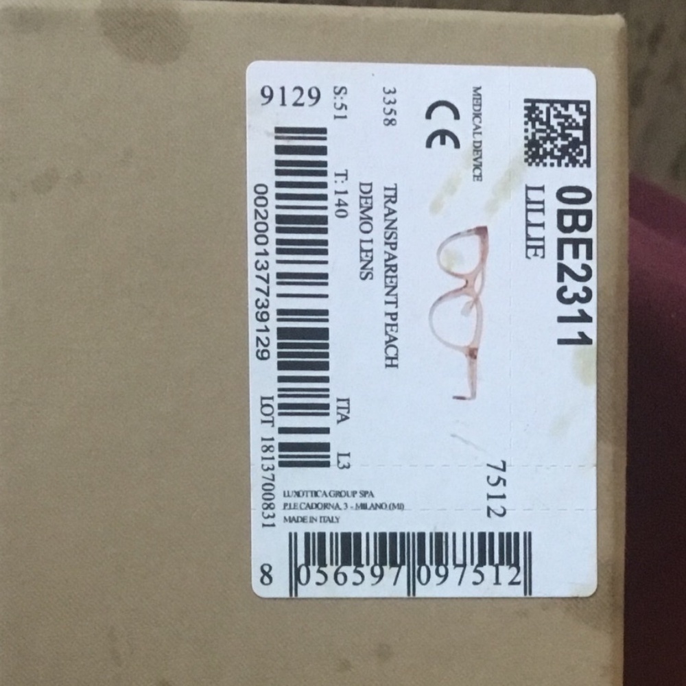 Burberry Eyeglasses BE2311 3358 51mm Transparent Peach / Lens - Picture 7 of 8